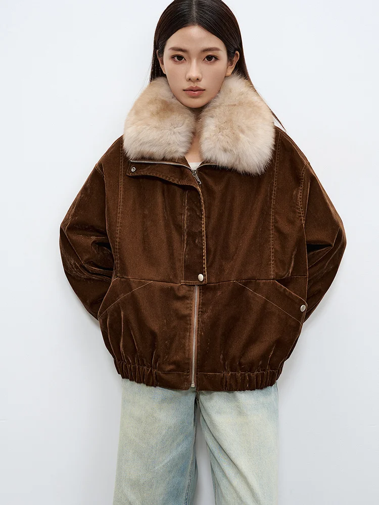 جديد الشتاء المرأة أوزة أسفل سترة الدنيم سترة الطبيعية ريال فوكس الفراء طوق أبلى معاطف الإناث الفاخرة #6