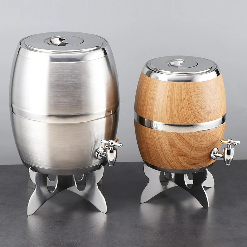 Stainless Steel Beer Keg Double Layer Insulated Draft Barrel with Faucet for Bar Pub Home Brewing Set Kit Silver Party