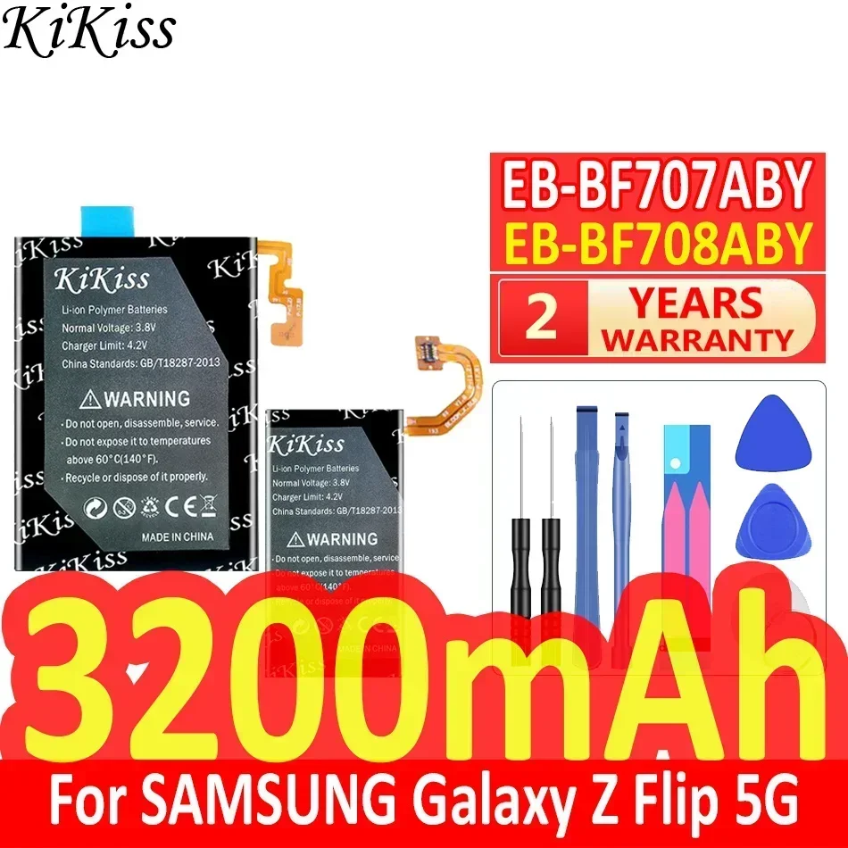 1100mAh/3200mAh KiKiss Powerful Battery EB-BF707ABY+EB-BF708ABY For SAMSUNG Galaxy Z Flip 5G Mobile Phone Batteries