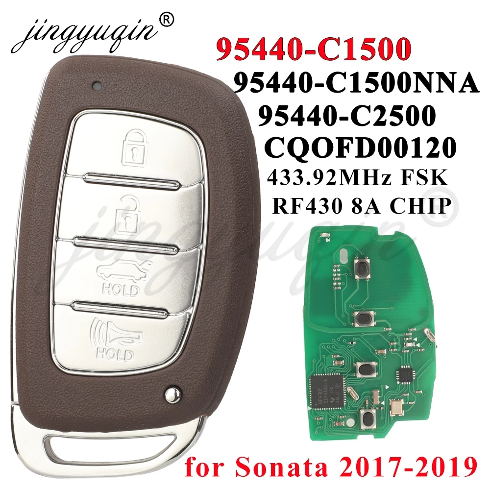 jingyuqin 95440-C1500 /C1500NNA /C2500 CQOFD00120 do Hyundai Sonata 2017 2018 2019 inteligentny zdalny kluczyk samochodowy FOB 4BTN 433 MHz 8A Chip