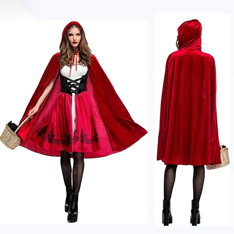 

2024 New Little Red Riding Hood Cosplay Costume High Quality Halloween Party Cosplay Costume Dress Suit Adult Women Girl