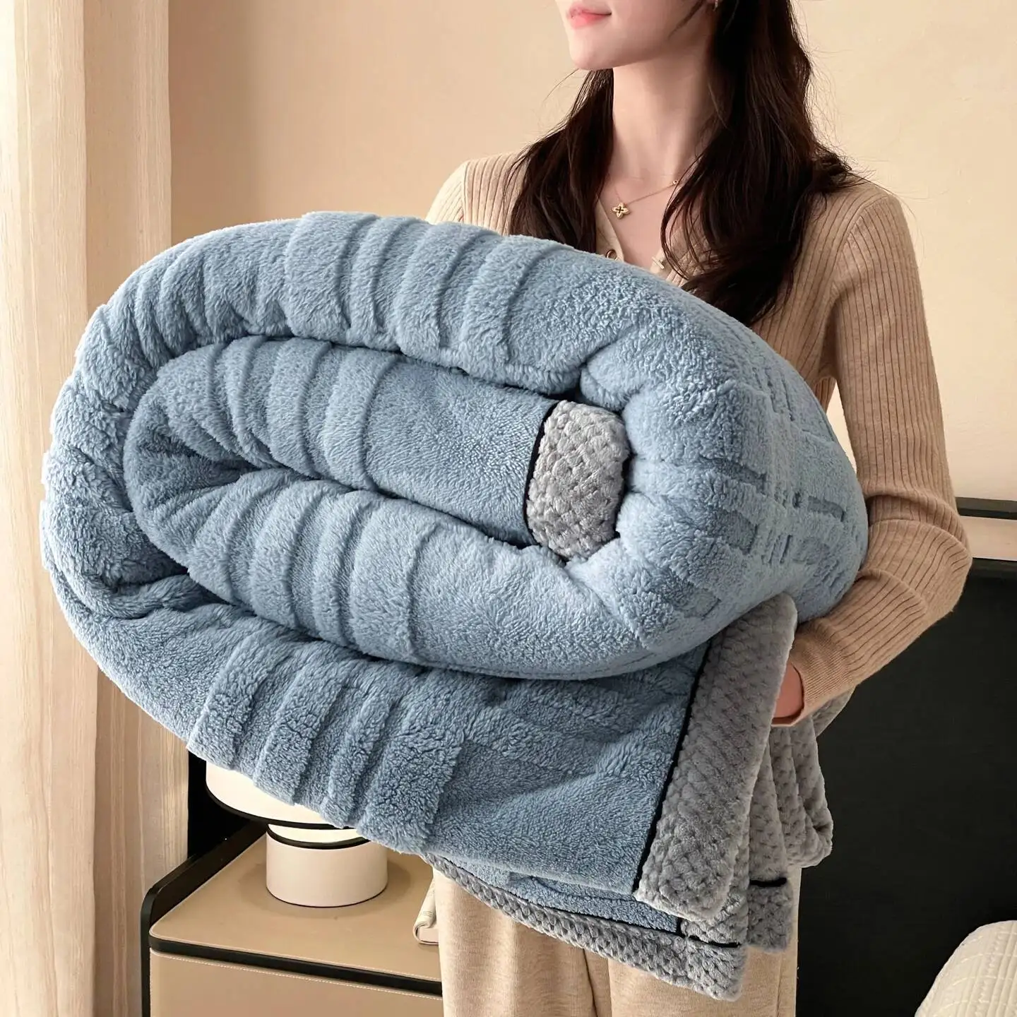 

1Pc Multifunctional Coral Fleece Soft Plush Warm Comfortable Bed Blanket All-Season Office Nap Throw Blankets For Sofa