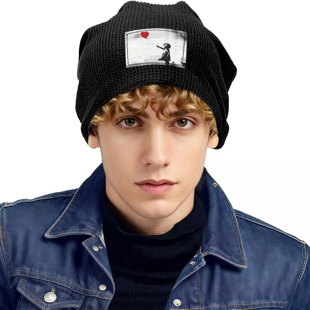 Banksy Street Pop Art Square Warm Fleece-Lined Cap Hip Hop Bonnet Hat Autumn Winter Outdoor Beanies Hats for Men Women Adult