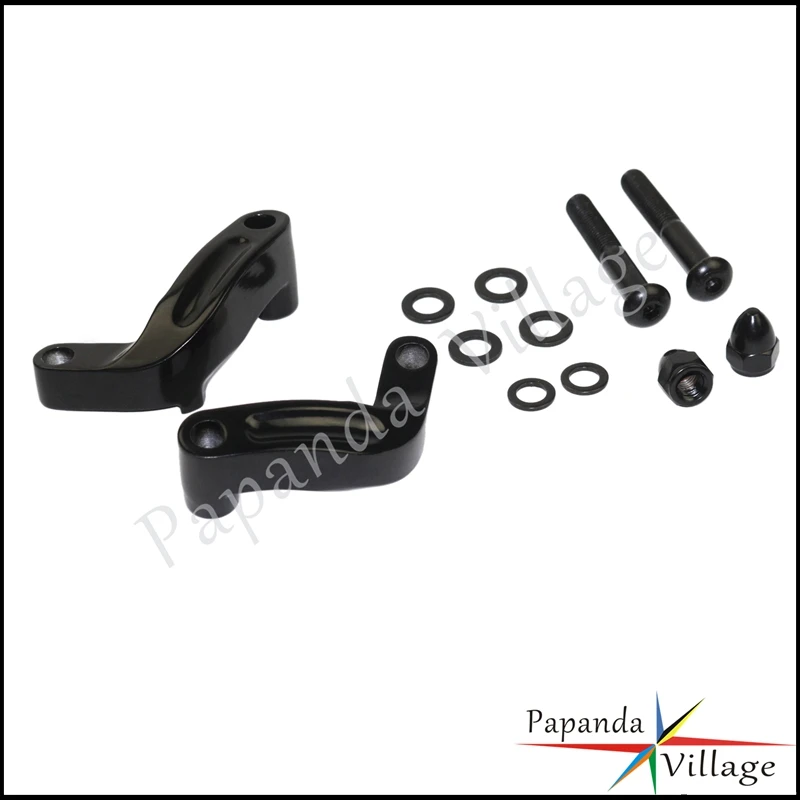 Motorbike Black Mirror Riser Relocation Extension Adaptors Kits For Harley Breakout FXS Dyna FXD Fatboy Heritage Softail 2006-14