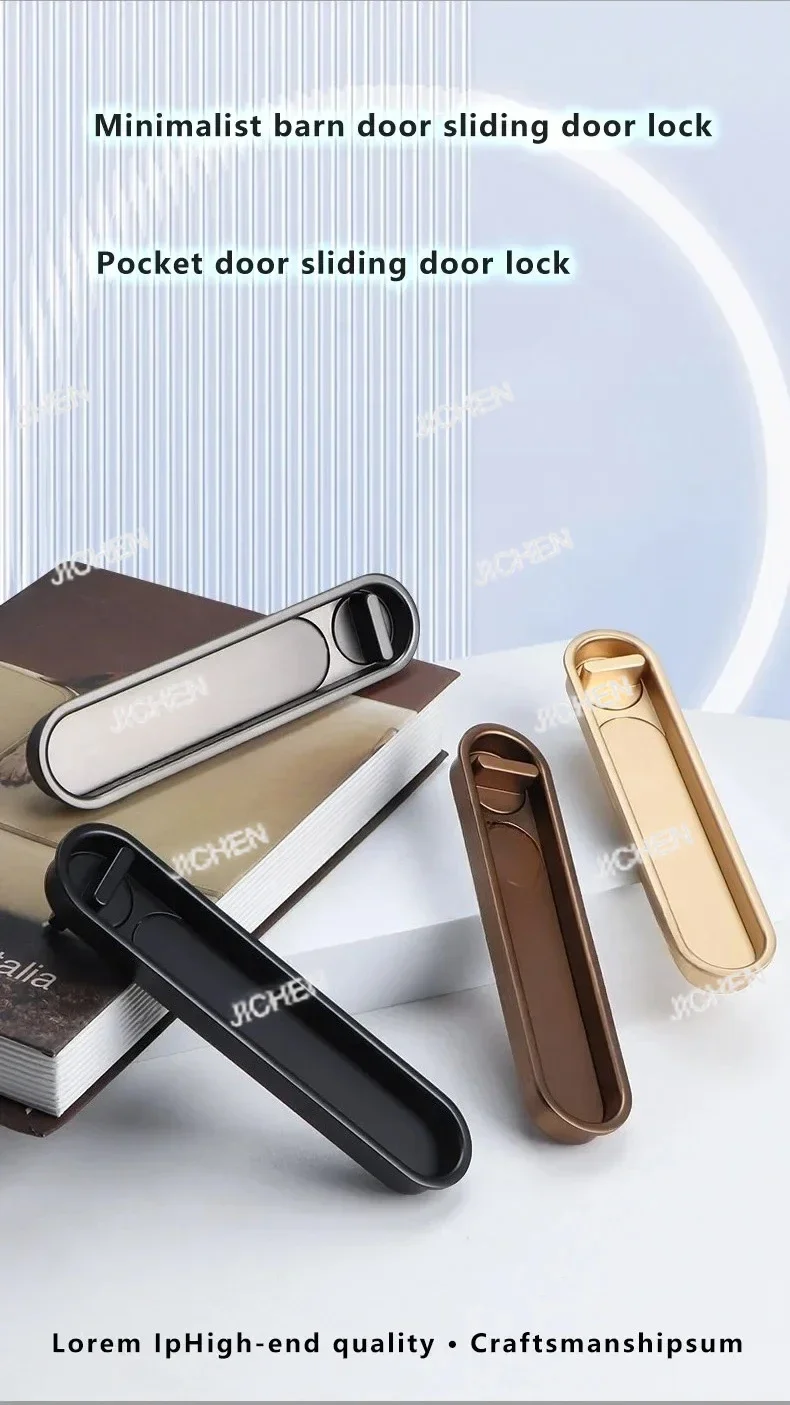 

CSJC Pocket Door Wooden Sliding Door Lock Sliding Lock With Side Handle Balcony Kitchen Bathroom Invisible Door Hook Lock
