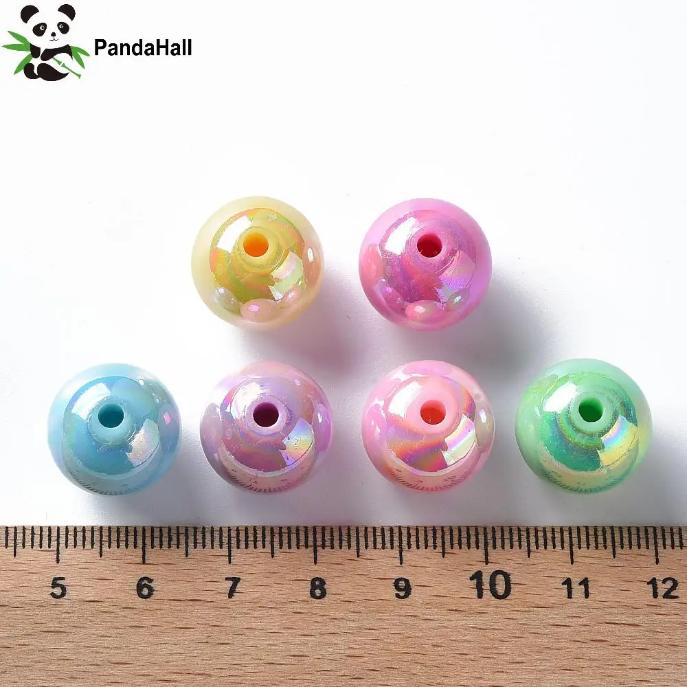 PandaHall 220pcs 16mm AB Color Opaque Acrylic Round Beads Colorful Bubblegum Beads for DIY Keychain Making