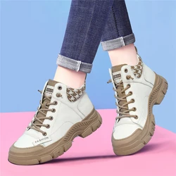 High-top sneakers Velvet Trekking Footwear Winter New Women's Shoes Thick-soled Platform Shoes Sports Leisure Skateboard Walking