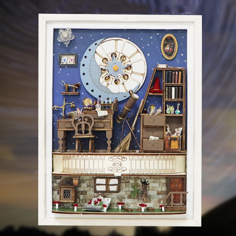 DIY Aspect Astrologie Fotolijsten Poppenhuizen Houten Miniatuur Model Kit 3D Puzzel Met Meubels voor Vrienden Verjaardagscadeau