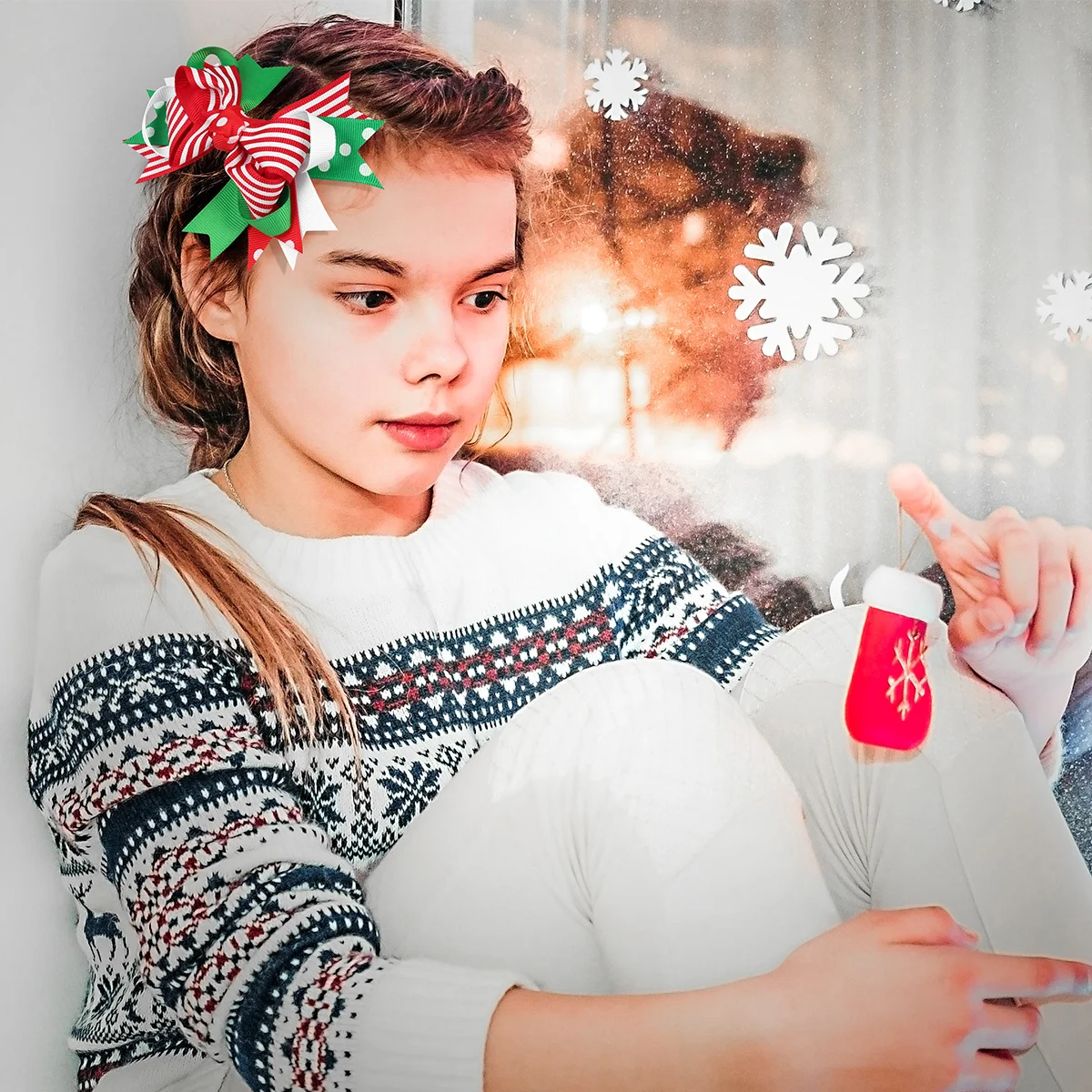 

2pcs Christmas Hair Clips Bowknot Grosgrain Ribbon Kids Holiday Hair Accessories Mixed Color Durable For Any Hairstyle