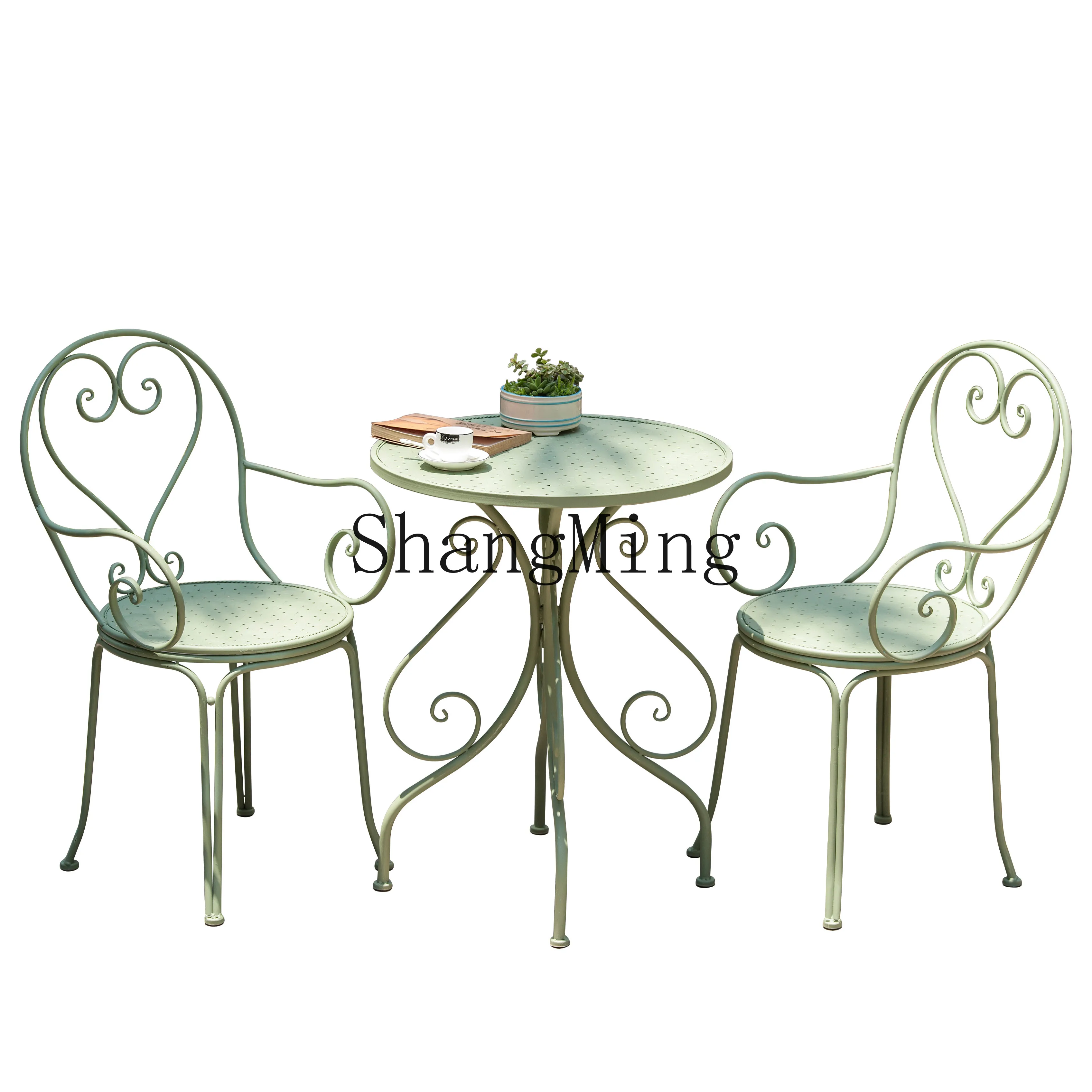 

LXY outdoor wrought iron balcony leisure cafe combination table and chair three-piece set