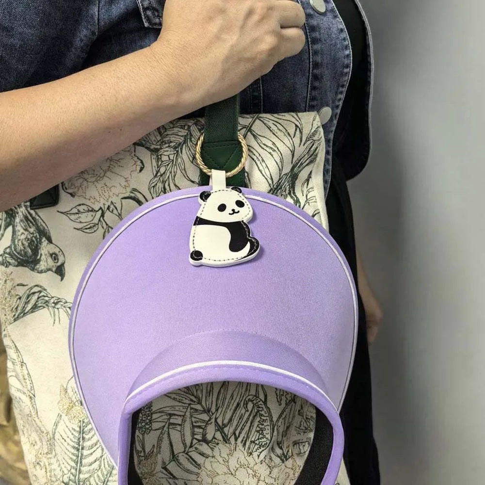 

PU Leather Magnetic Hat Clip Polyester Anti-lost Panda Cap Clip Lightweight Cartoon Animal Embroidery Penguin Keychain Camping