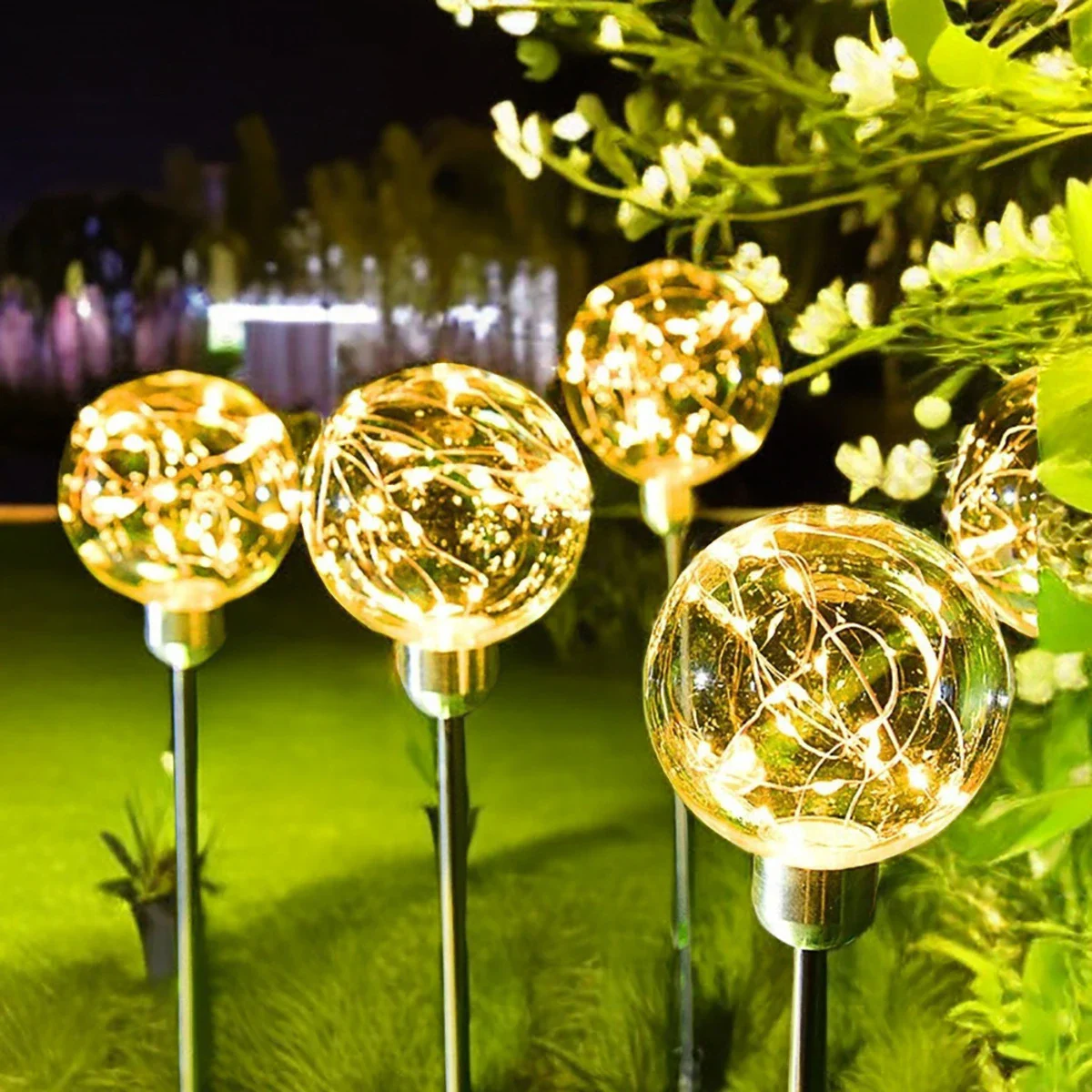 Imagem -04 - Led Solar Light Crystal Wishing Ball Decoração do Pátio ao ar Livre Casamento Jardim Caminho da Temporada Lâmpada de Gramado Luzes Solares