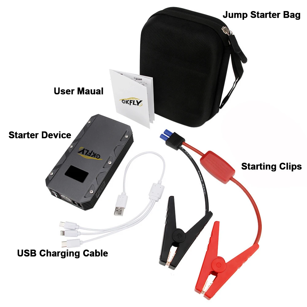 GKFLY Car Jump Starter 24000MAh 2000A 12V Bắt Đầu Từ Nguồn Thiết Bị Ngân Hàng Pin Xe Tăng Áp Sạc Dành Cho Xăng Dầu Diesel máy Khởi Động Ô Tô