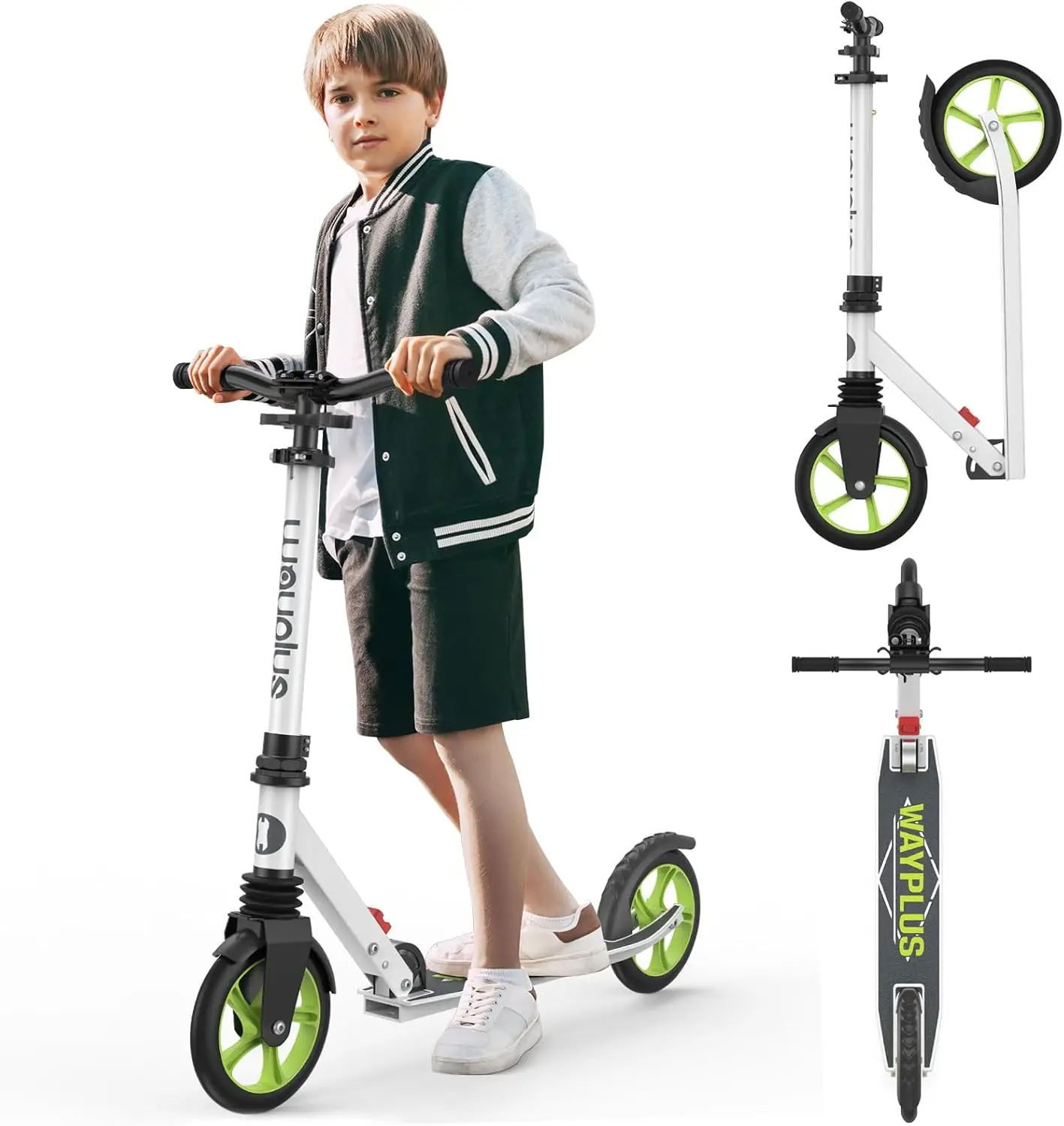 Kick Scooter para mayores de 6 años, niños, adolescentes y adultos Carga máxima de 240 libras Ruedas grandes plegables y ligeras para niños, adolescentes y adultos, 8 pulgadas