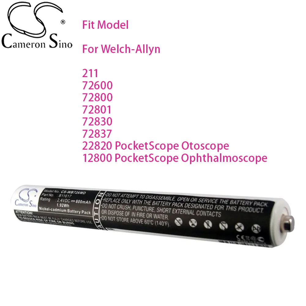 

Cameron Sino Medical Battery for Welch-Allyn 211 72600 72800 72801 72830 72837 22820 PocketScope Otoscope 800mAh