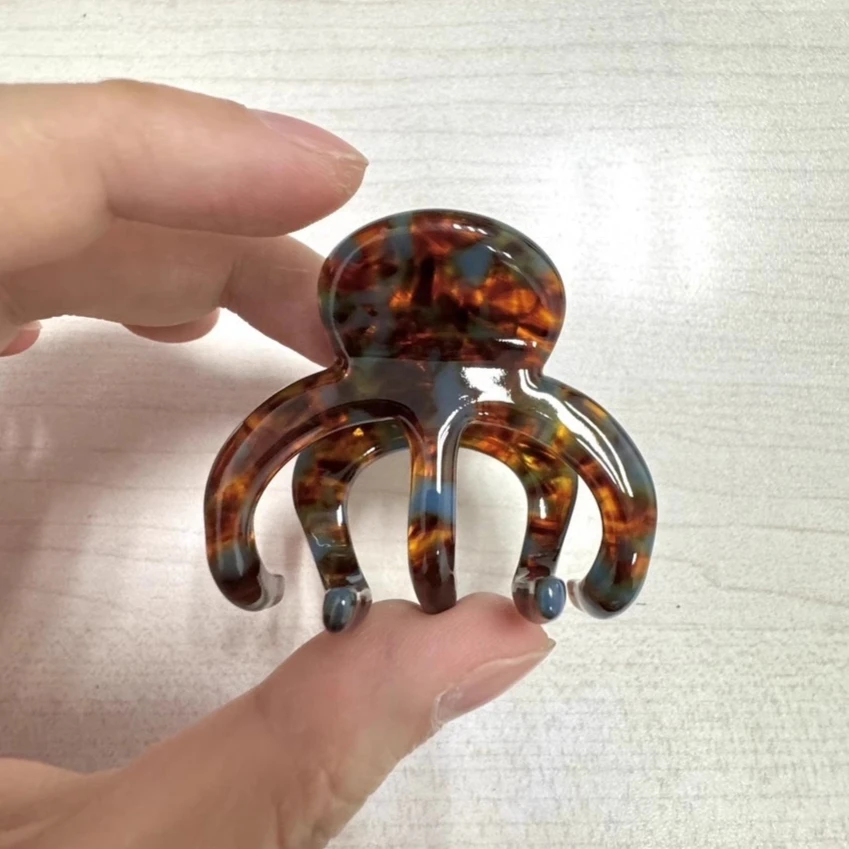 جودة الصالون، مشبك الأخطبوط الفرنسي السميك 4 مم، خلات الذهب، مخلب شعر متوسط #6