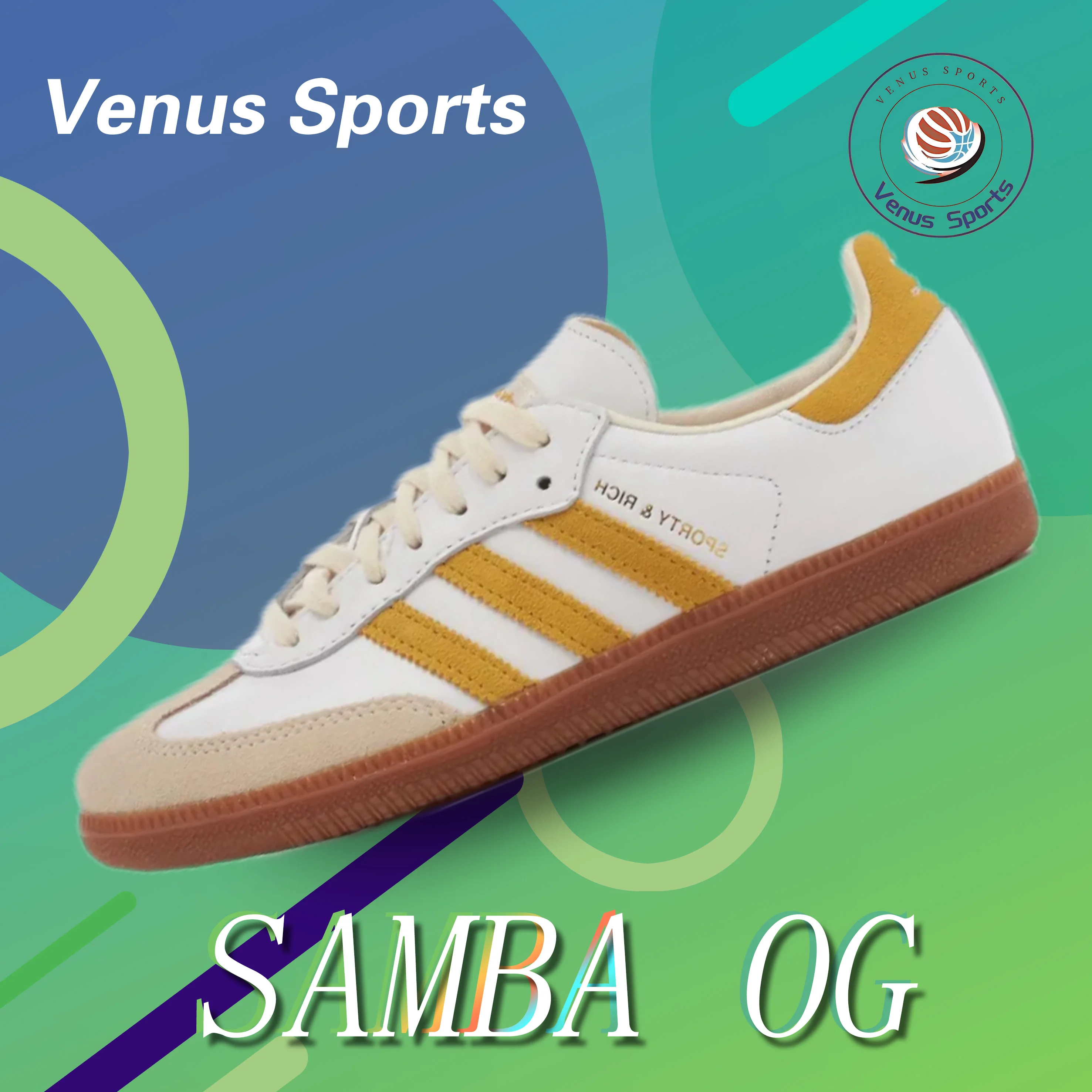 SPORTY & RICH x adidas originals SAMBA OG Zapatos bajos cómodos y versátiles cálidos antideslizantes Blanco amarillo