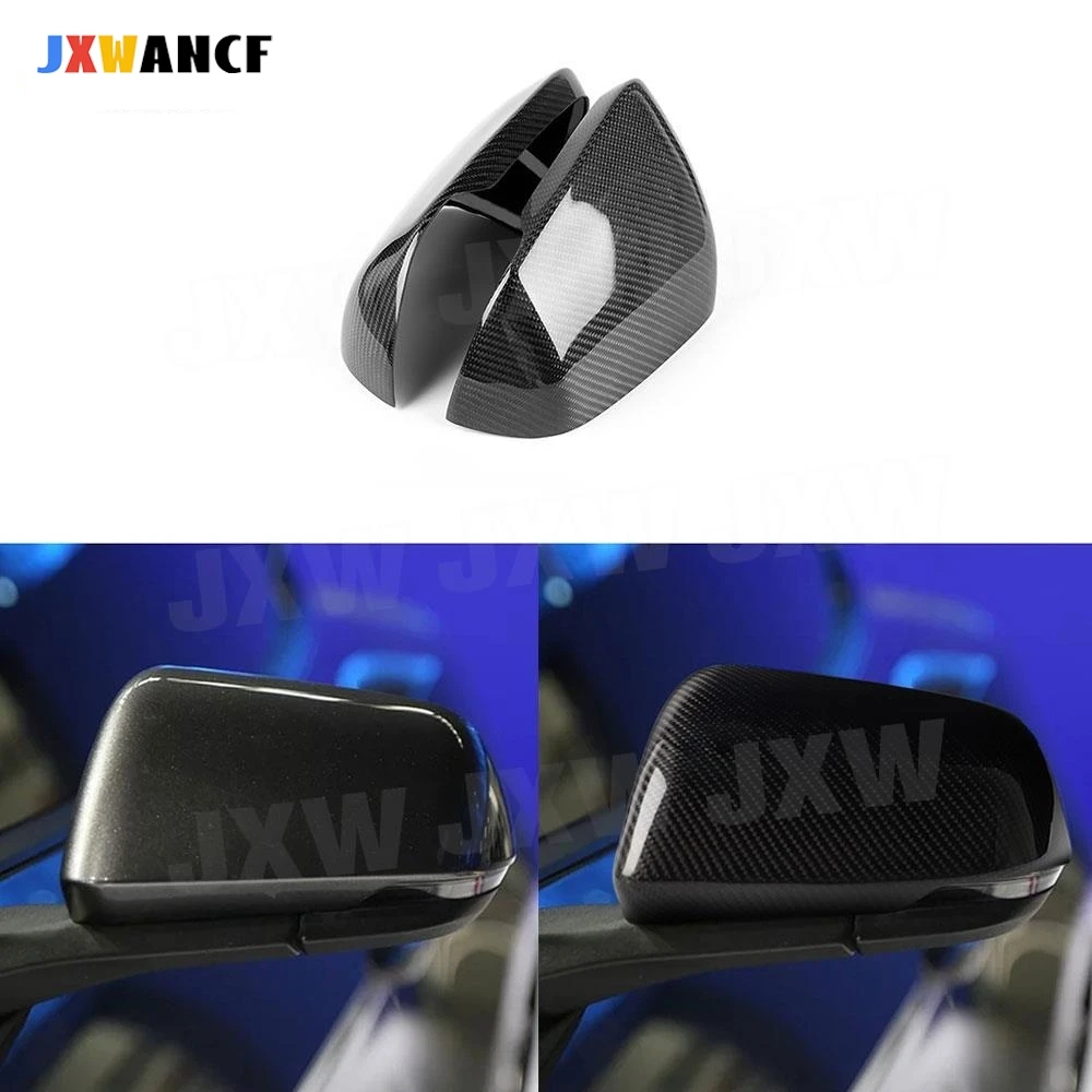 

JXWANCF For Ford Mustang US Model 2014-2017 2PCS Carbon Fiber RearView Side Mirrors Cover Caps Trims Add On Style