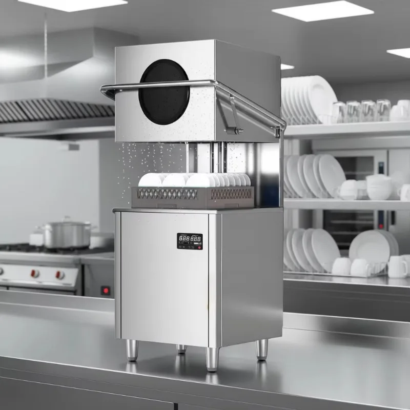 

High-Efficiency Commercial Dishwasher with Built-in Detergent Dispenser, Dishwasher Machine for Restaurant