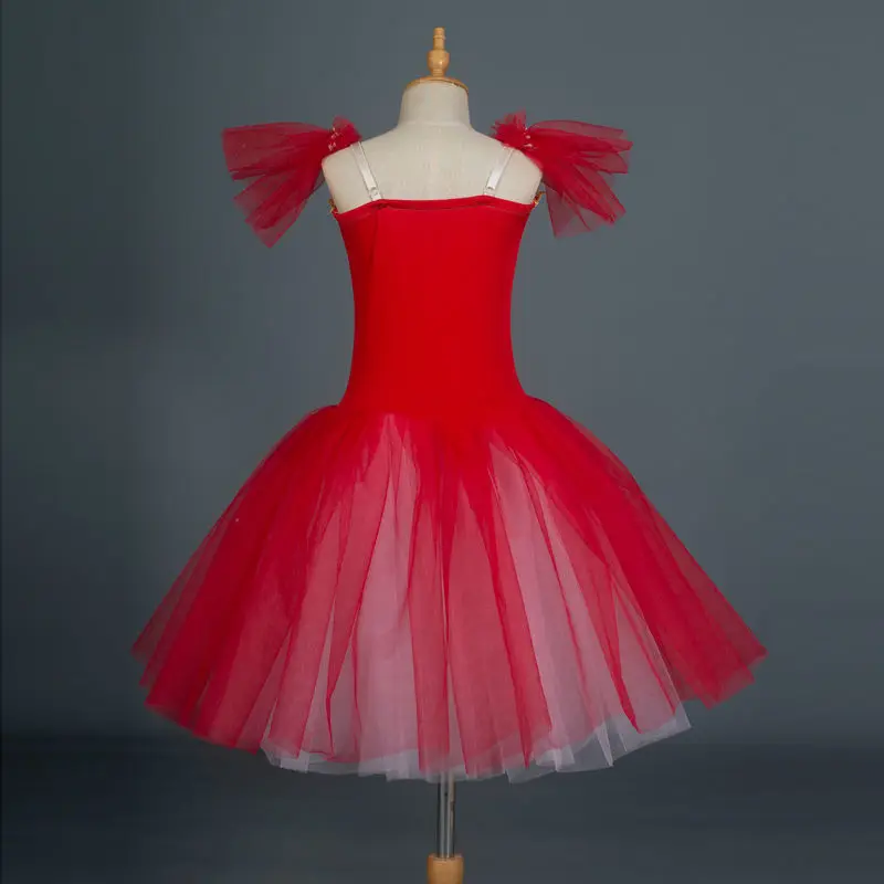 Red Long Ballet Tutu Dress Kids Girls Adult Women Romantic Tutu Contemporary Dance Ballerina Dress Costumes Ballet Dress Girls