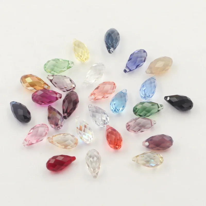 10pcs/ Bag  Briolette Clear Cut Crystal Source Austria DIY Pendant Bracelet Earrings Hanging Rhinestones Glass Material
