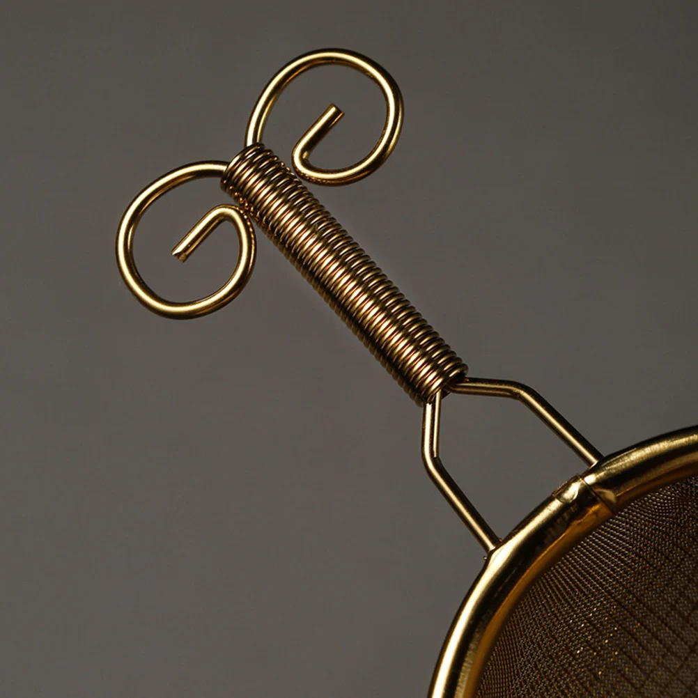 

Stainless Steel Infuser Fine Mesh Strainer Tea Filter With Handle For Loose Leaf Tea Gold Color Kitchen Bar Accessory