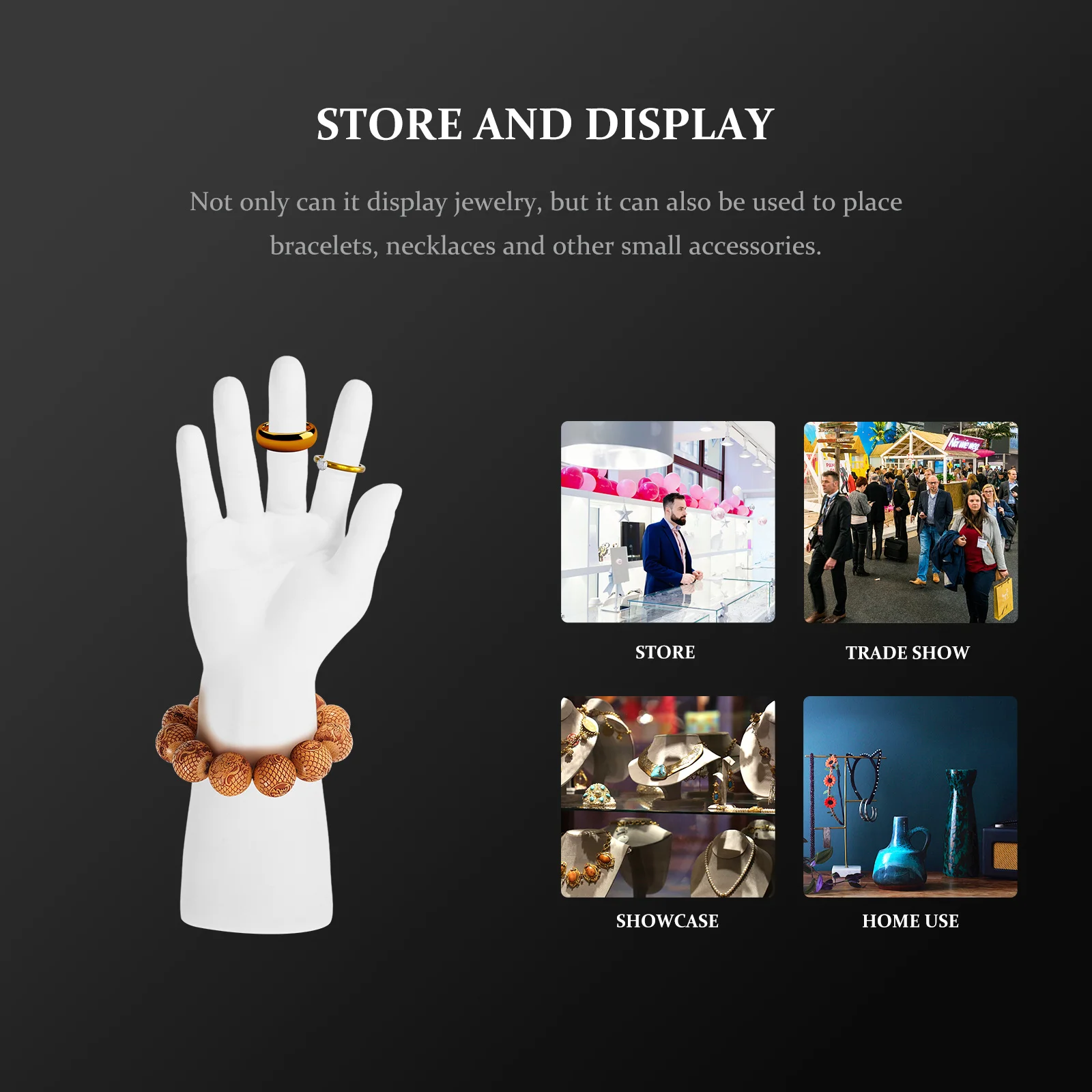 

2Pcs Mannequin Hand Plastic Jewelry Display Holder Minimalist Ring Bracelet Stand for Retail Exhibitions Photography