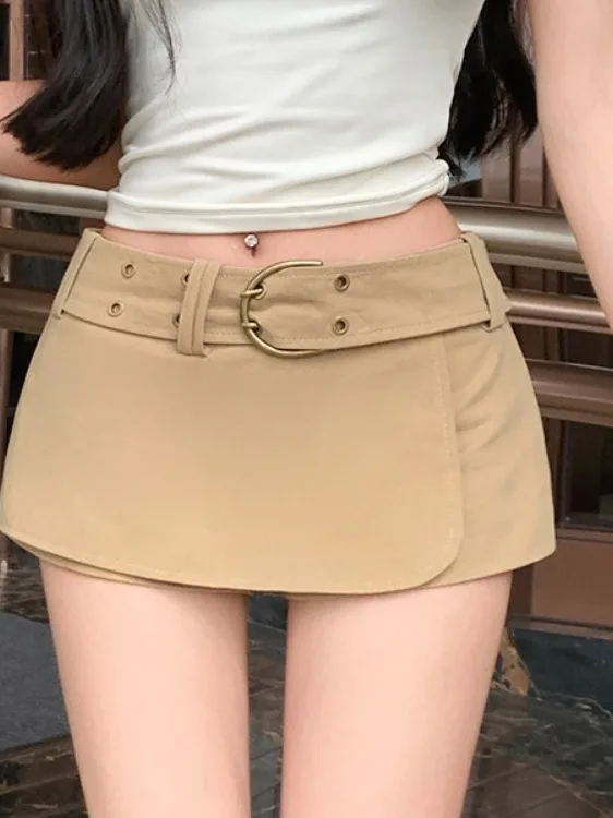 Khaki Casual  Skirt Women's High Waist Slimming Sexy A-Line Wraparound Skirt Spring 2026 New Style Versatile High-End Fee...