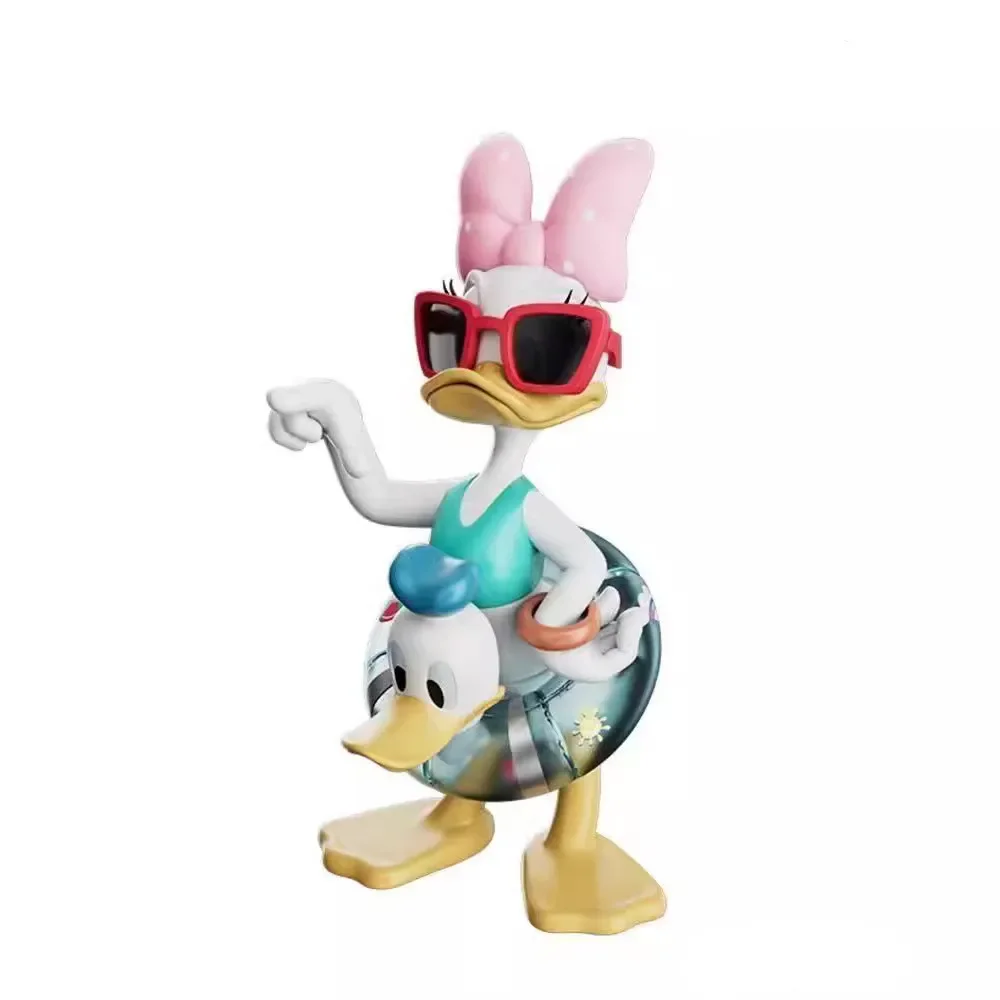 [Funny] 28cm Disney Donald Duck Swimming ring Daisy Duck Action figure toys statue collection model home decoration kids gift