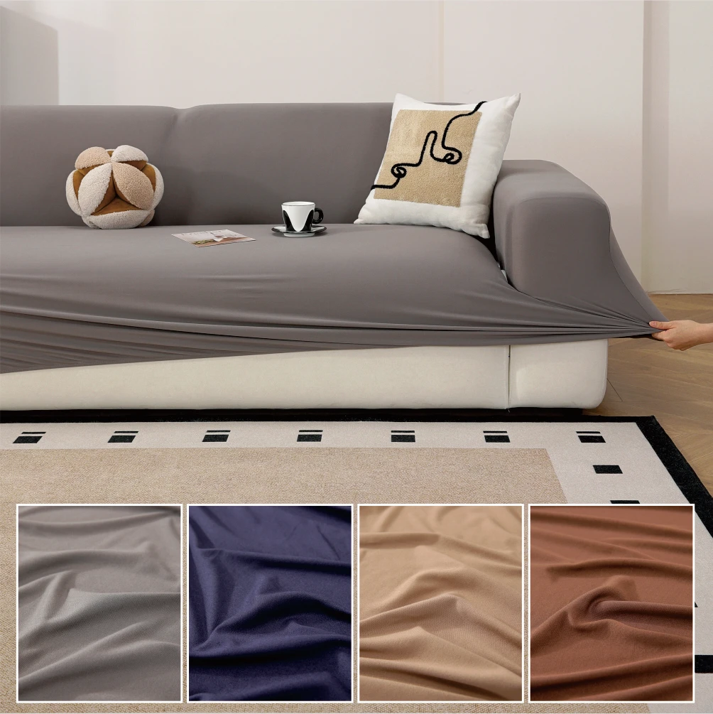 Solid color soft sofa cover anti slip sofa protective cover machine washable suitable for living room office home decoration