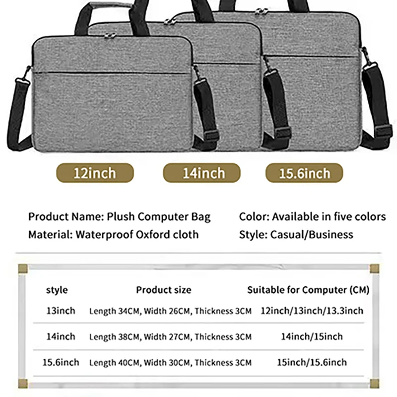 Сумки для ноутбуков, чехол для ноутбука и планшета 13-15,6 дюймов, плечевой ремень, прочная водоотталкивающая ткань, деловая повседневная школа