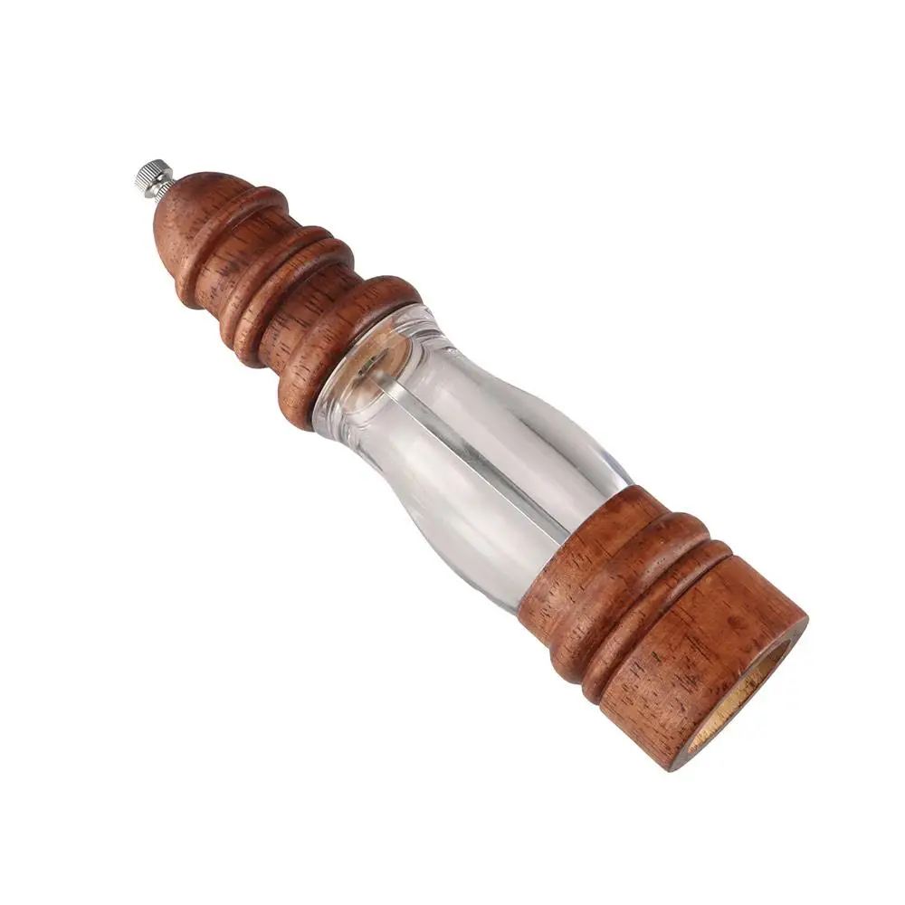 Oak Pepper Grinder Bottle Visible Bottle Body Ceramic Grinding Core Salt Pepper Mill 8 Inch Adjustable Particle Size