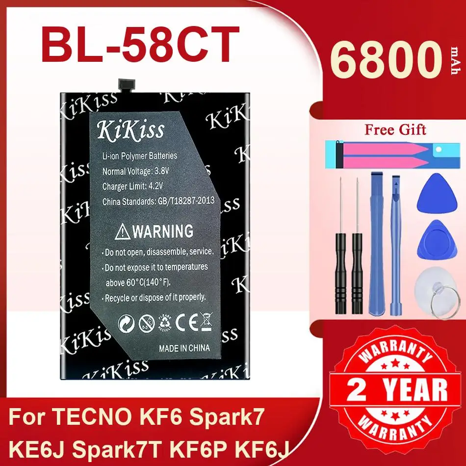 

Аккумулятор Kikiss 6800 мАч BL-58CT для TECNO Spark 7 7T KE6J KF6 KF6P KF6J