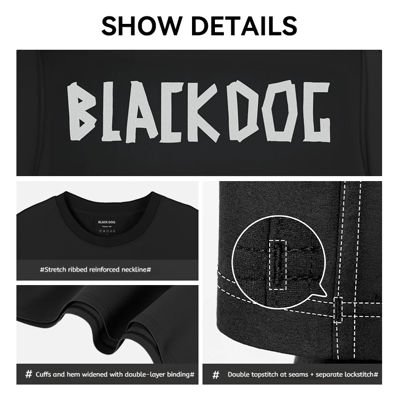 Naturehike BLACKDOG Silhouette T-Shirt Thread Collar Three-Dimensional Structure Cutting 3D Suspended Fabric Moisture Absorbing