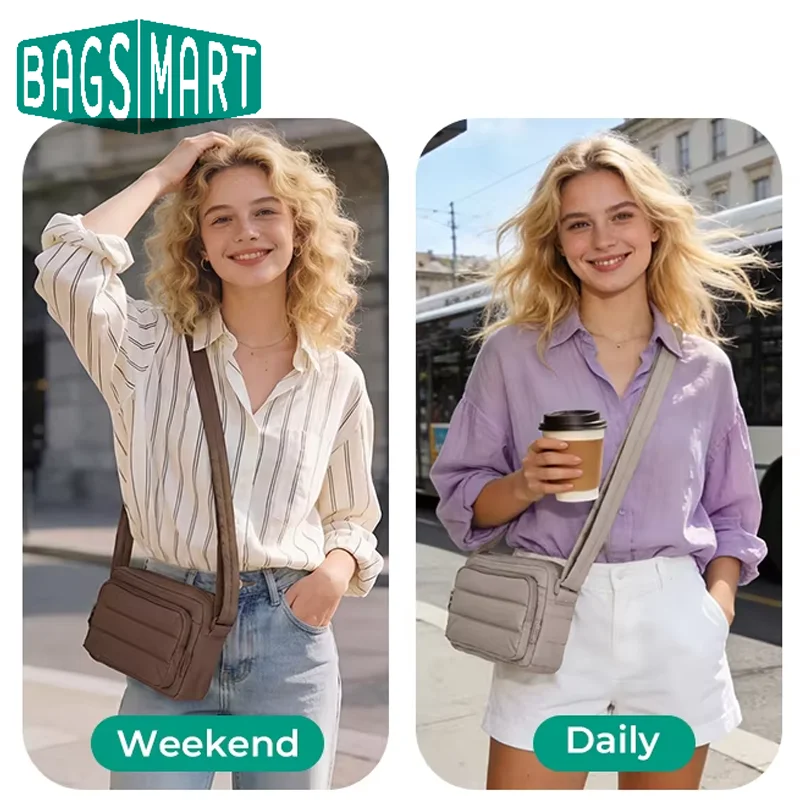 Женская сумка через плечо BAGSMART, водонепроницаемая, легкая, объемом 3,4 л, мини-кошелек для путешествий