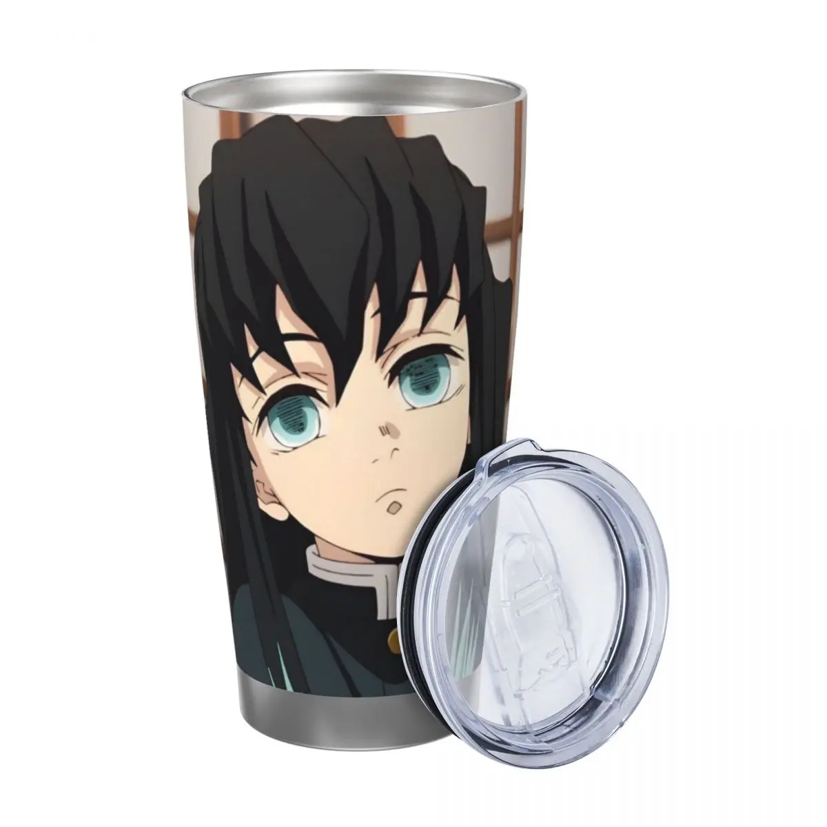 Muichiro Tokito Demon Slayer 20oz Stainless Steel Car Mug Straw Thermal Iced Travel Cup Vacuum Insulated Coffee Hot Cup