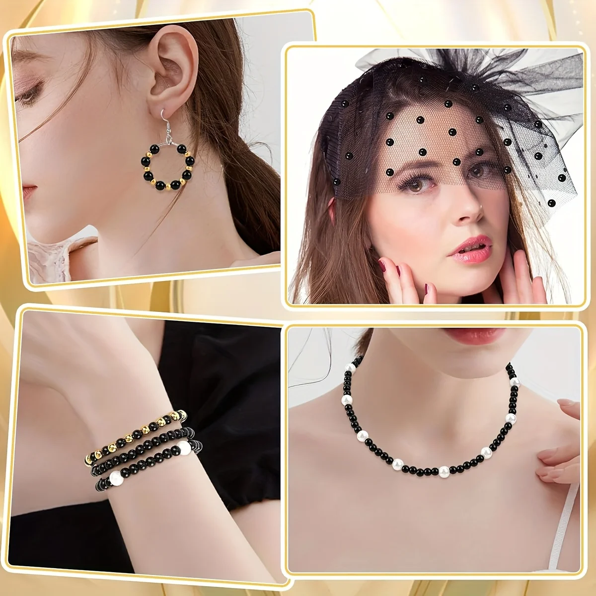 900PCS 6mm/1000PCS4mm Black Round Loose Beads, Suitable for Bracelets, Jewelry, Gifts image 3