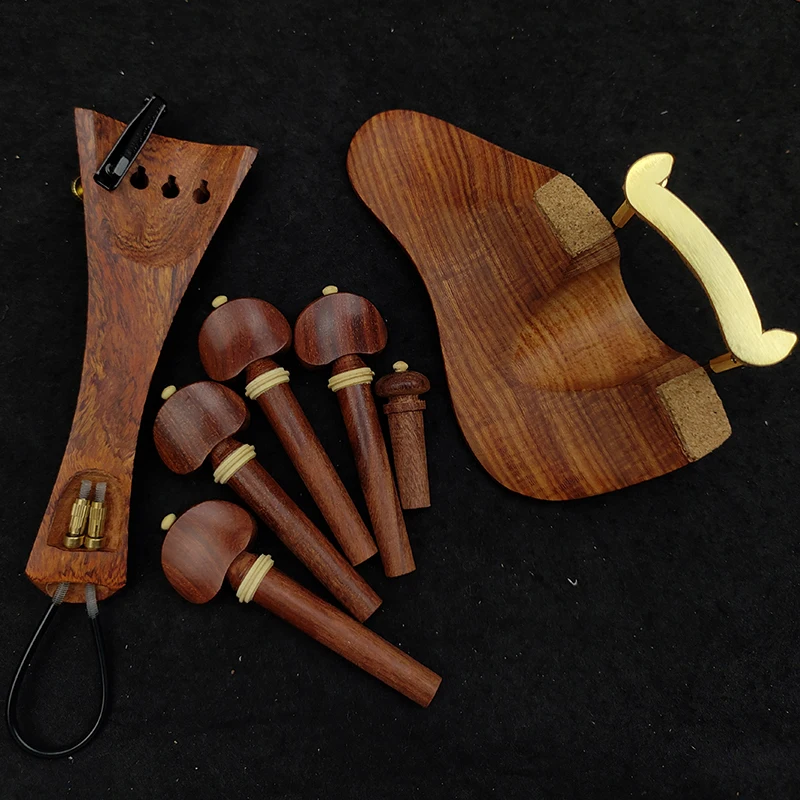 Rosewood Violin Fitting Parts With hardware Pegs+Chinrest+Tailpiece+Gut+Endpin,Violin Accessories