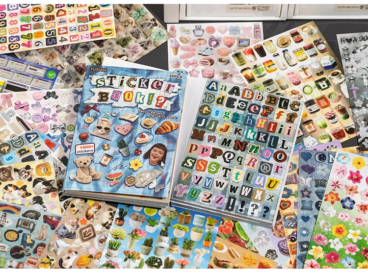Journal GO 30-seitiges, vielseitiges, niedliches Stickerbuch, perforiertes, glänzend beschichtetes Papier, dekoratives Stickerpapier für Journaling und Scrapbooking – Detail 9