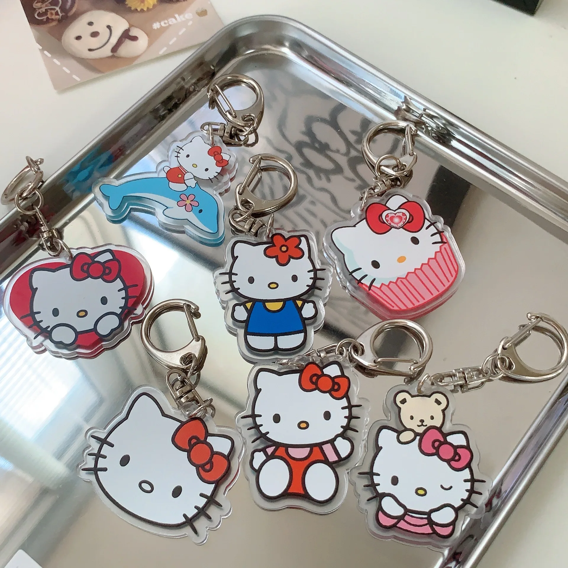 Sanrio Anime Hallo Kitty Acryl Schlüssel bund Zubehör Cartoon Figuren Schlüssel anhänger Anhänger Zubehör Cosplay Ketten Schlüssel ring Geschenke