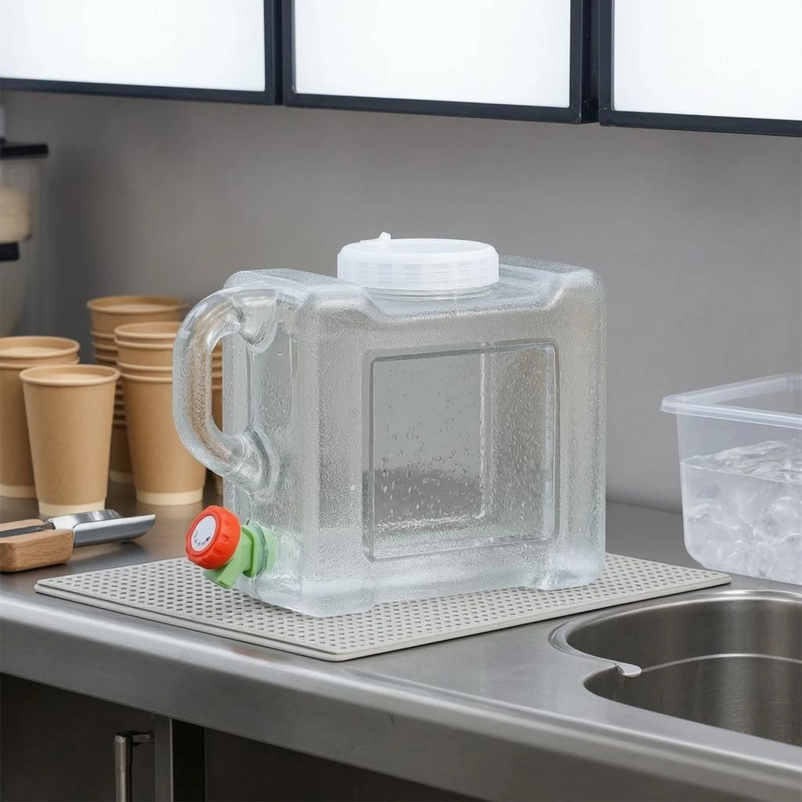 5 L Water Container PC Plastic Transparent Water Container 5 Gallon Dispenser Side Handle Liquid Storage Food-Grade