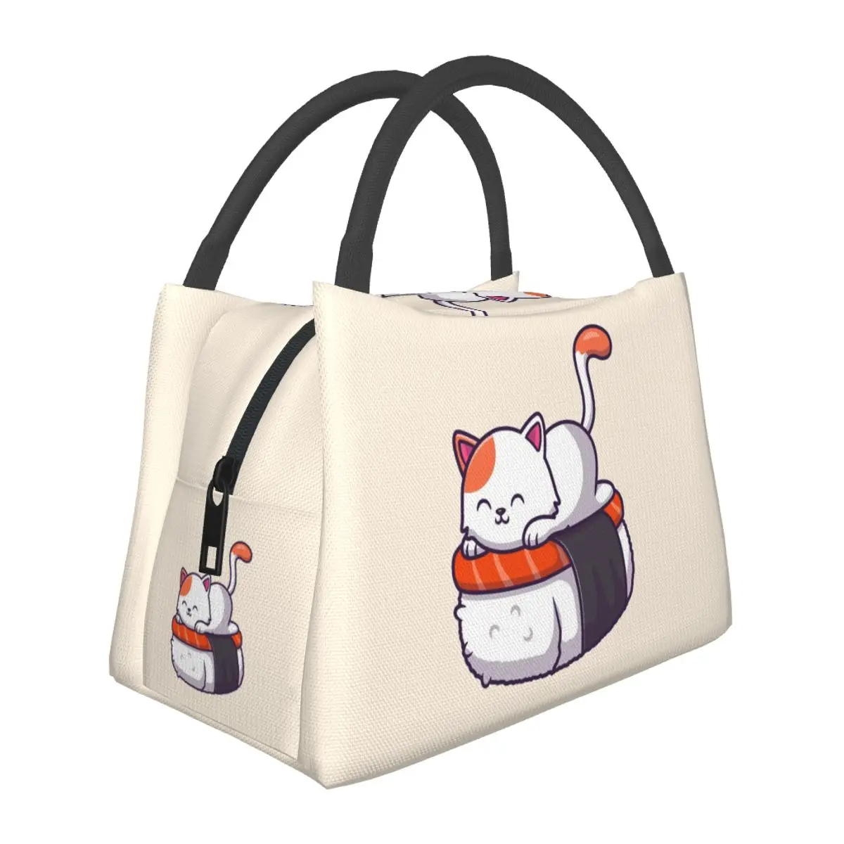 Sushi Neko Cat Lunch Bags Insulated Bento Box Resuable Lunch Tote Picnic Bags Cooler Thermal Bag for Woman Girl School