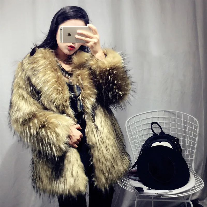 Luxury Brands Winter Faux Fur Coat Women Plus Size Thick Warm Fur Jacket Long Sleeve Lapel High Quality Coats