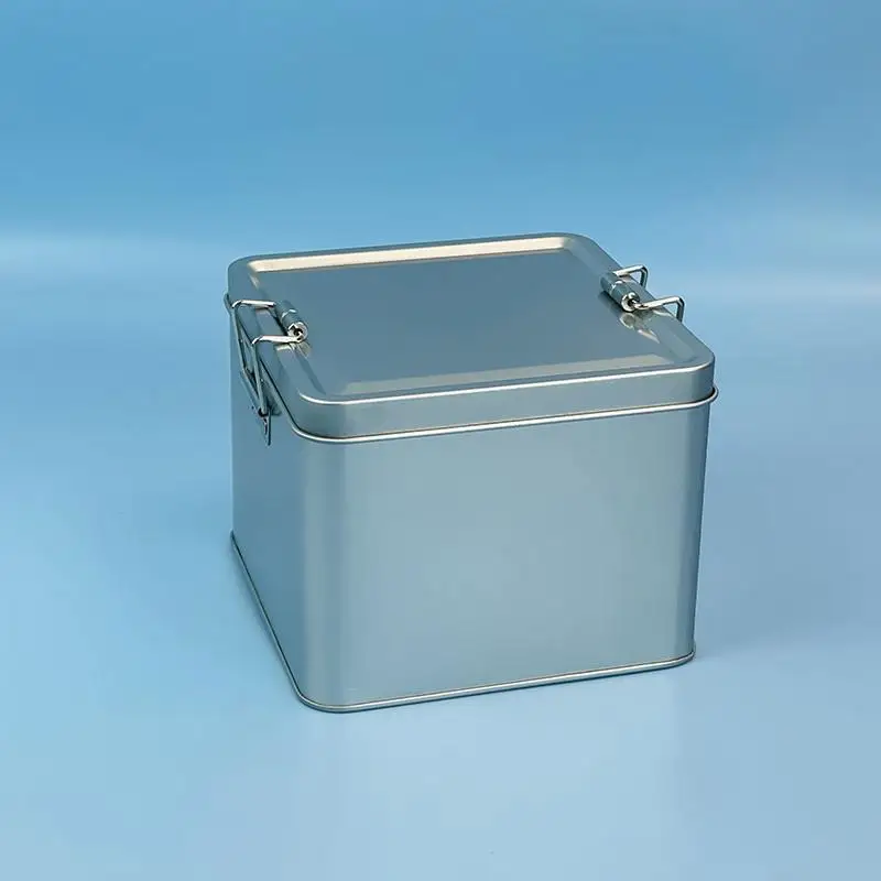Metal Rectangular Iron Box Old Fashioned Storage Cake Packaging Box Durable With Lid Buckle Organizer