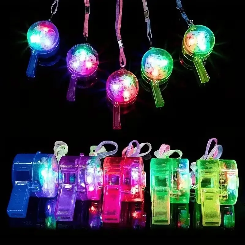 صفارة توهج LED مع حبل متوهج في الظلام، صفارات لعبة ممتعة للأطفال والكبار، ملحقات تزيين الحفلات #1