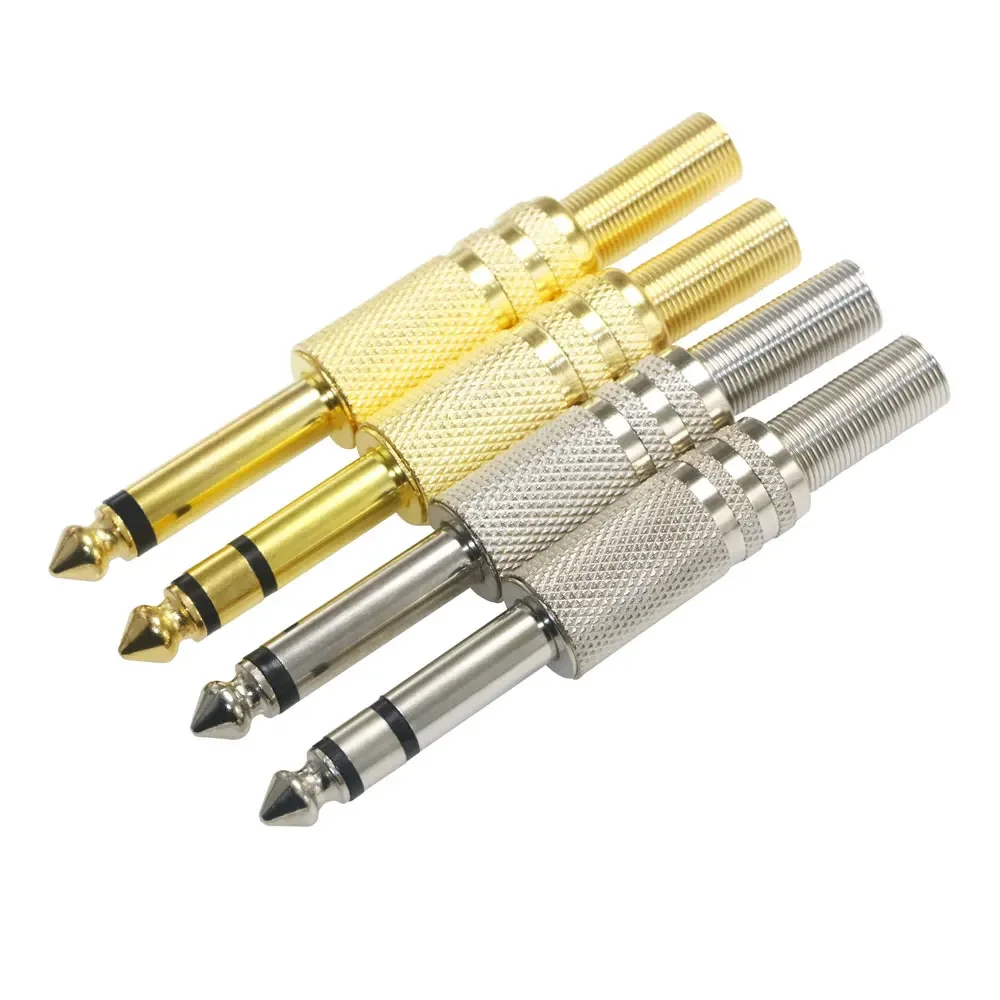 

2PCS/LOT 6.35mm 2Pole Mono Amplifier Plug 6.35 Stereo Metal Microphone jack plug-in Audio Connector for KTV