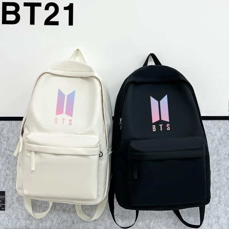 

Мультяшный рюкзак BTS с милым креативным узором, унисекс, новый, простой, модный, большой вместимости, легкий, портативный, для хранения, праздничный подарок