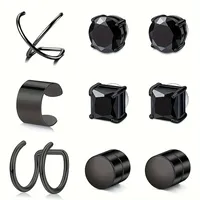 2PCS Stainless Steel Magnetic Fake Earrings For Men Women Non Piercing Ear Clips Ear Cuffs Jewelry Cartilage Helix Hoop Earrings