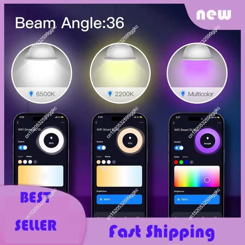 ضروري Tuya GU10 WIFI Smart Life APP التحكم عكس الضوء مصابيح مصابيح كهربائية لصوت Alexa/Google #2