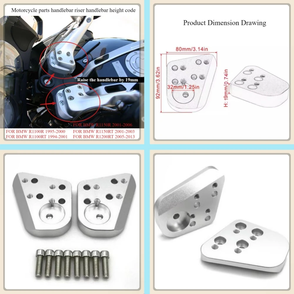 Запчасти для мотоциклов, подставка для руля, подходит для BMW R1200RT R1100RT R1150RT R1200 RT R1 200RT, код высоты руля Запчасти для мотоциклов, подставка для руля, подходит для BMW R1200RT R1100RT R1150RT R1200 RT R1 200RT, код высоты руля